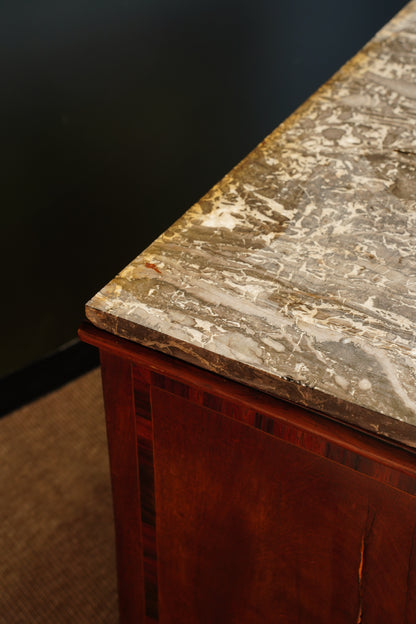 Antique French Louis XVI Mahogany Marble Top Commode