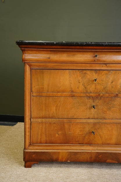 Antique Louis Philippe Walnut Commode with Marble Top