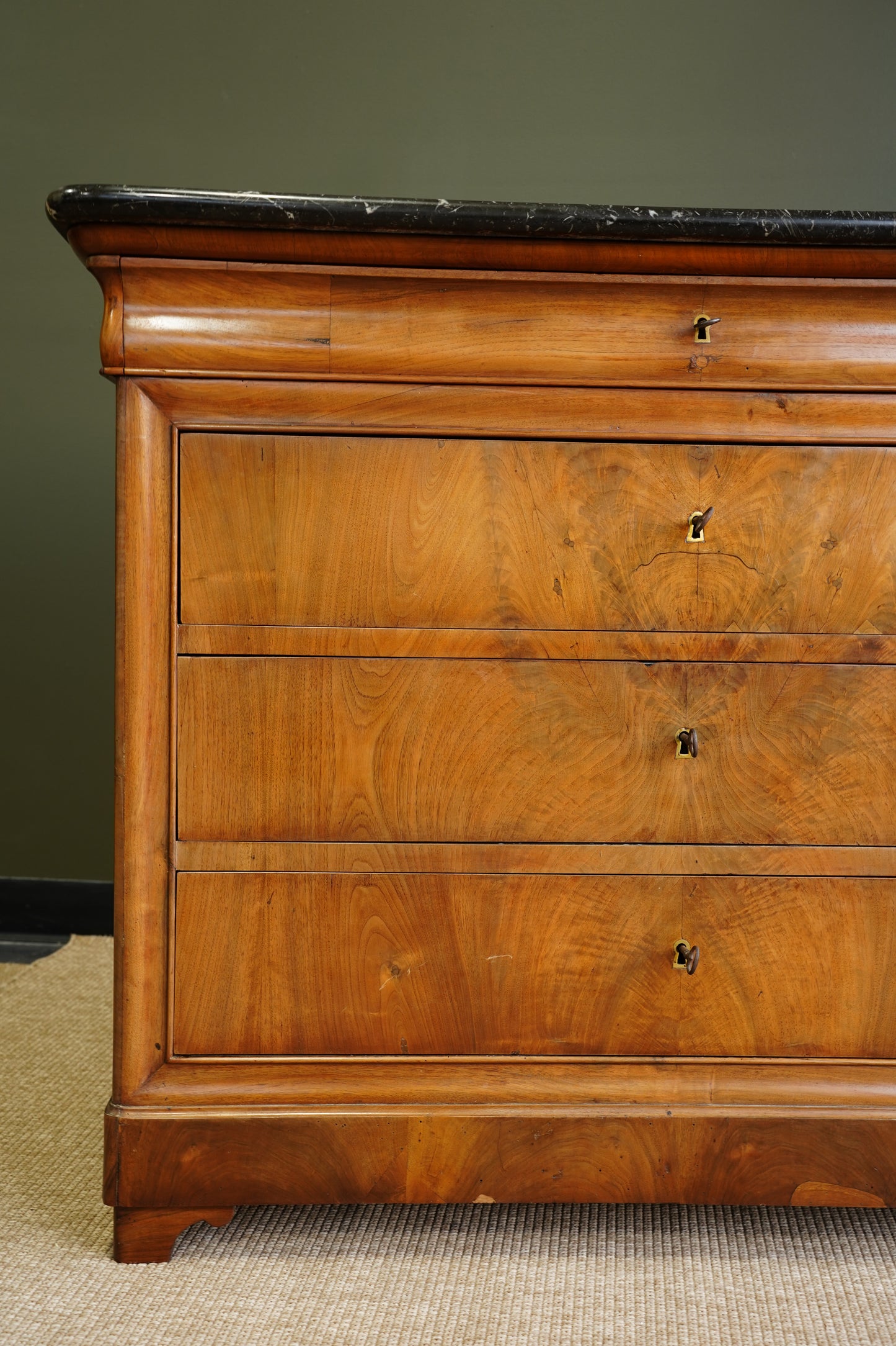 Antique Louis Philippe Walnut Commode with Marble Top