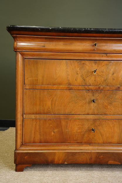 Antique Louis Philippe Walnut Commode with Marble Top
