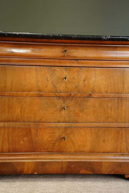 Antique Louis Philippe Walnut Commode with Marble Top