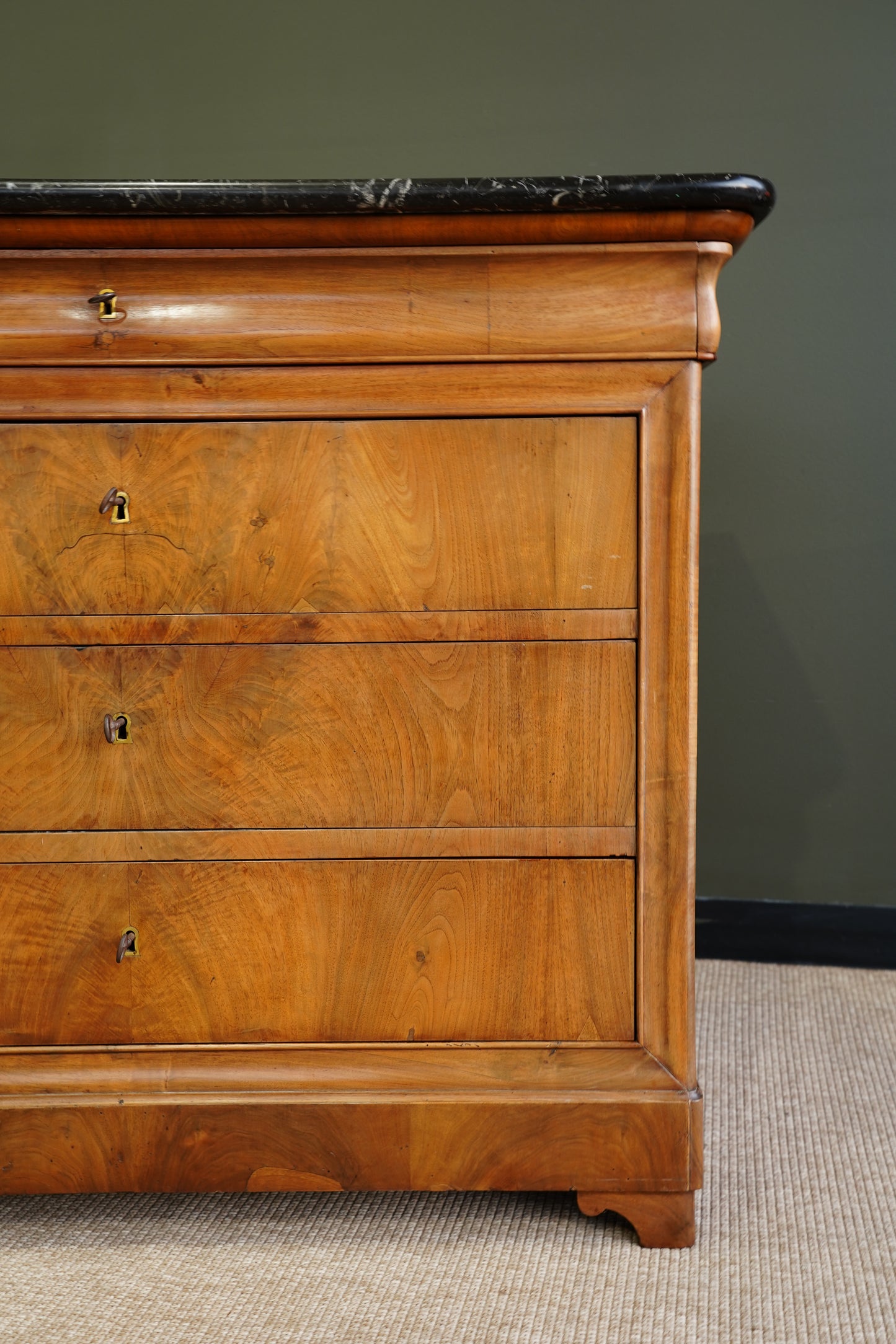 Antique Louis Philippe Walnut Commode with Marble Top