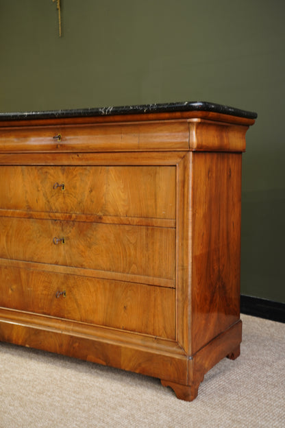 Antique Louis Philippe Walnut Commode with Marble Top