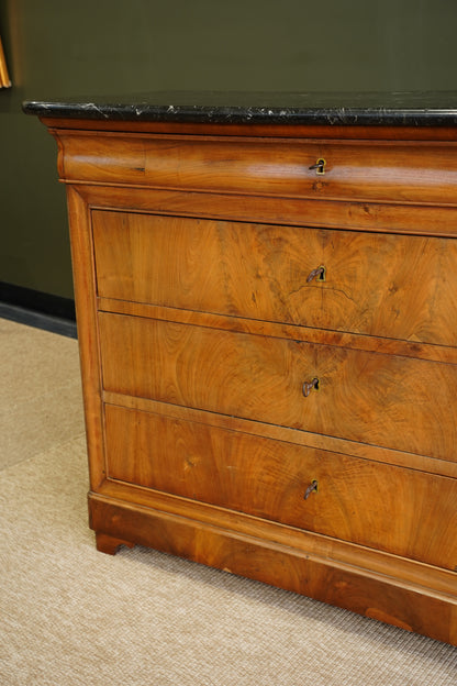 Antique Louis Philippe Walnut Commode with Marble Top