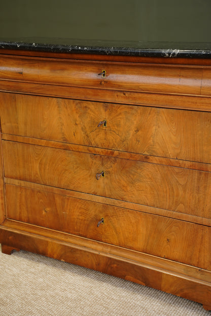 Antique Louis Philippe Walnut Commode with Marble Top