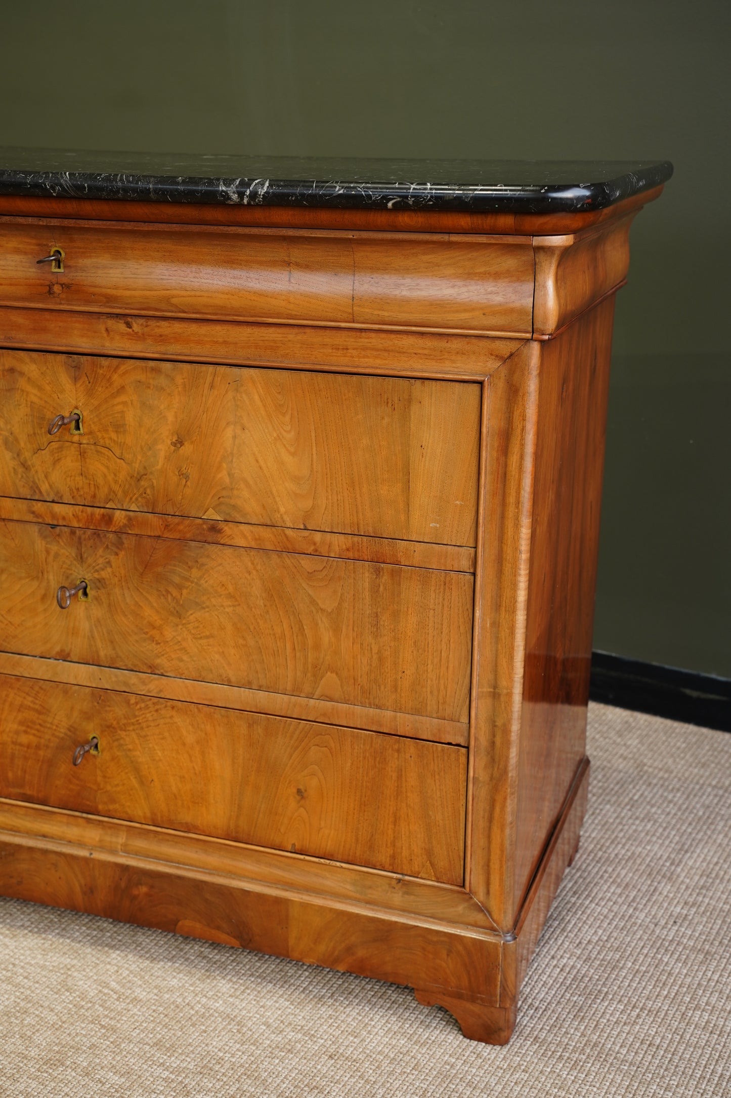 Antique Louis Philippe Walnut Commode with Marble Top