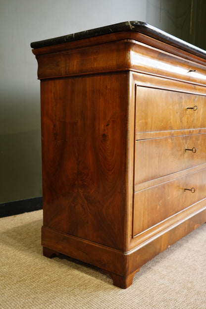 Antique Louis Philippe Walnut Commode with Marble Top