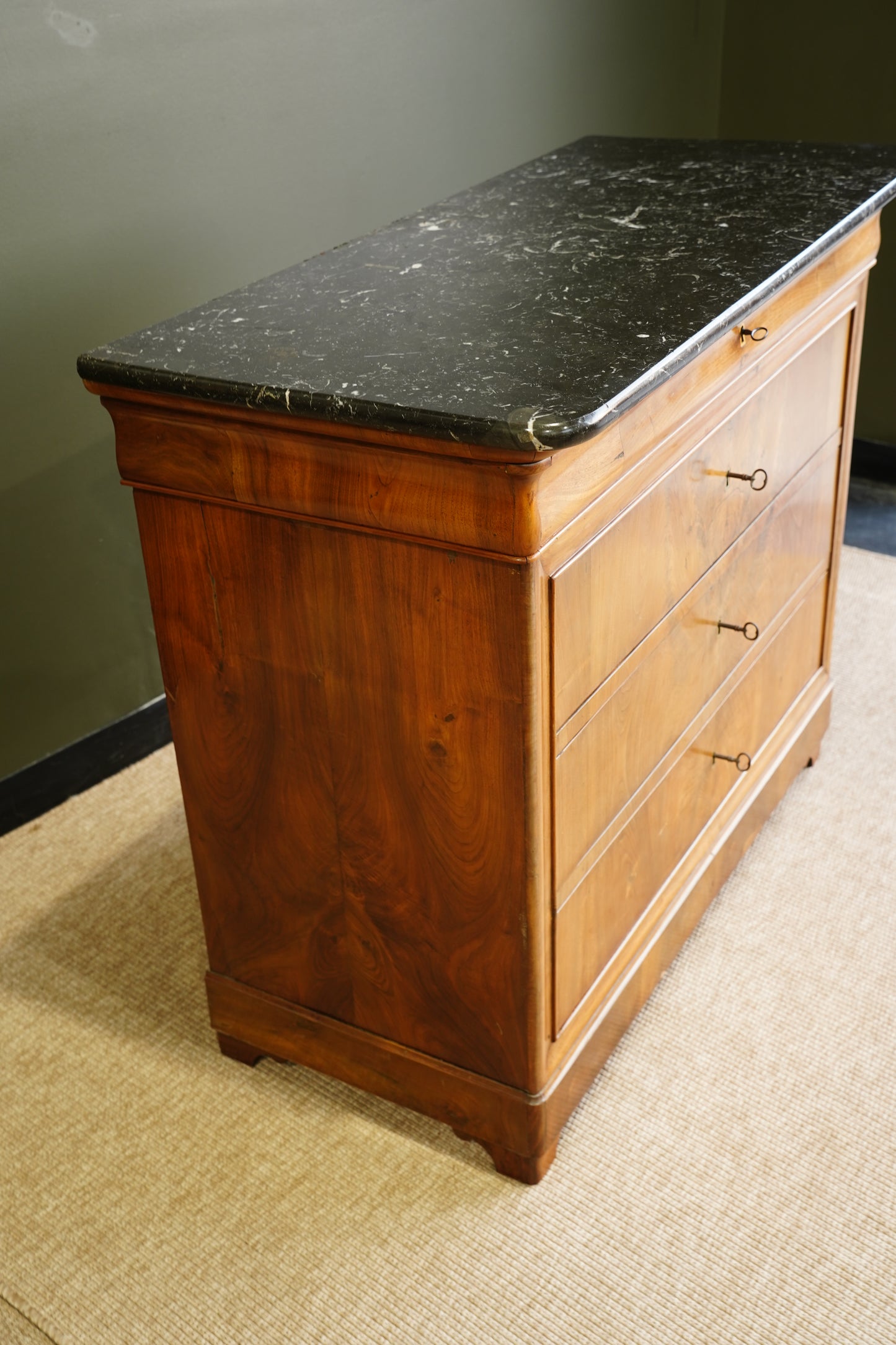 Antique Louis Philippe Walnut Commode with Marble Top