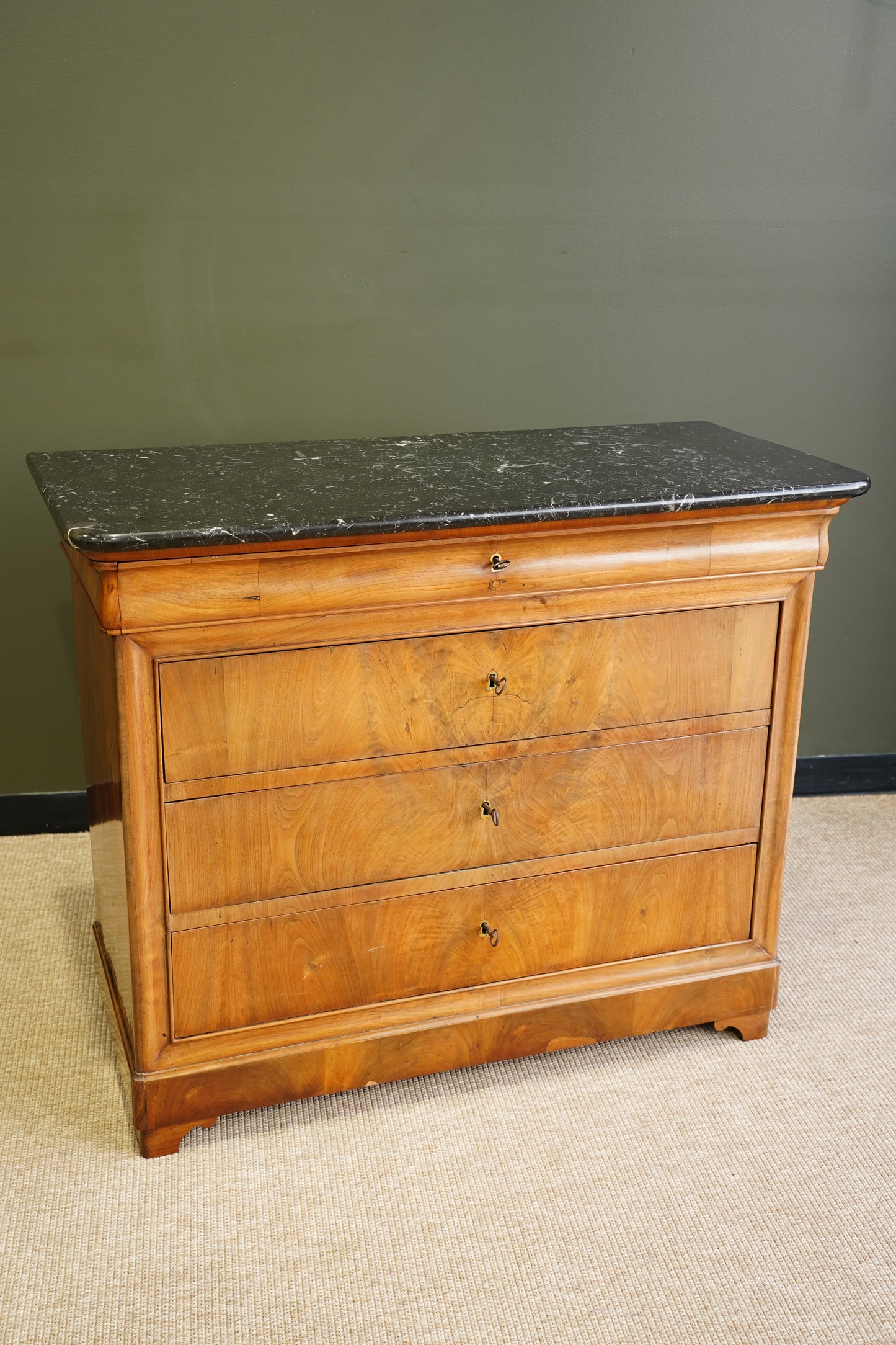 Antique Louis Philippe Walnut Commode with Marble Top