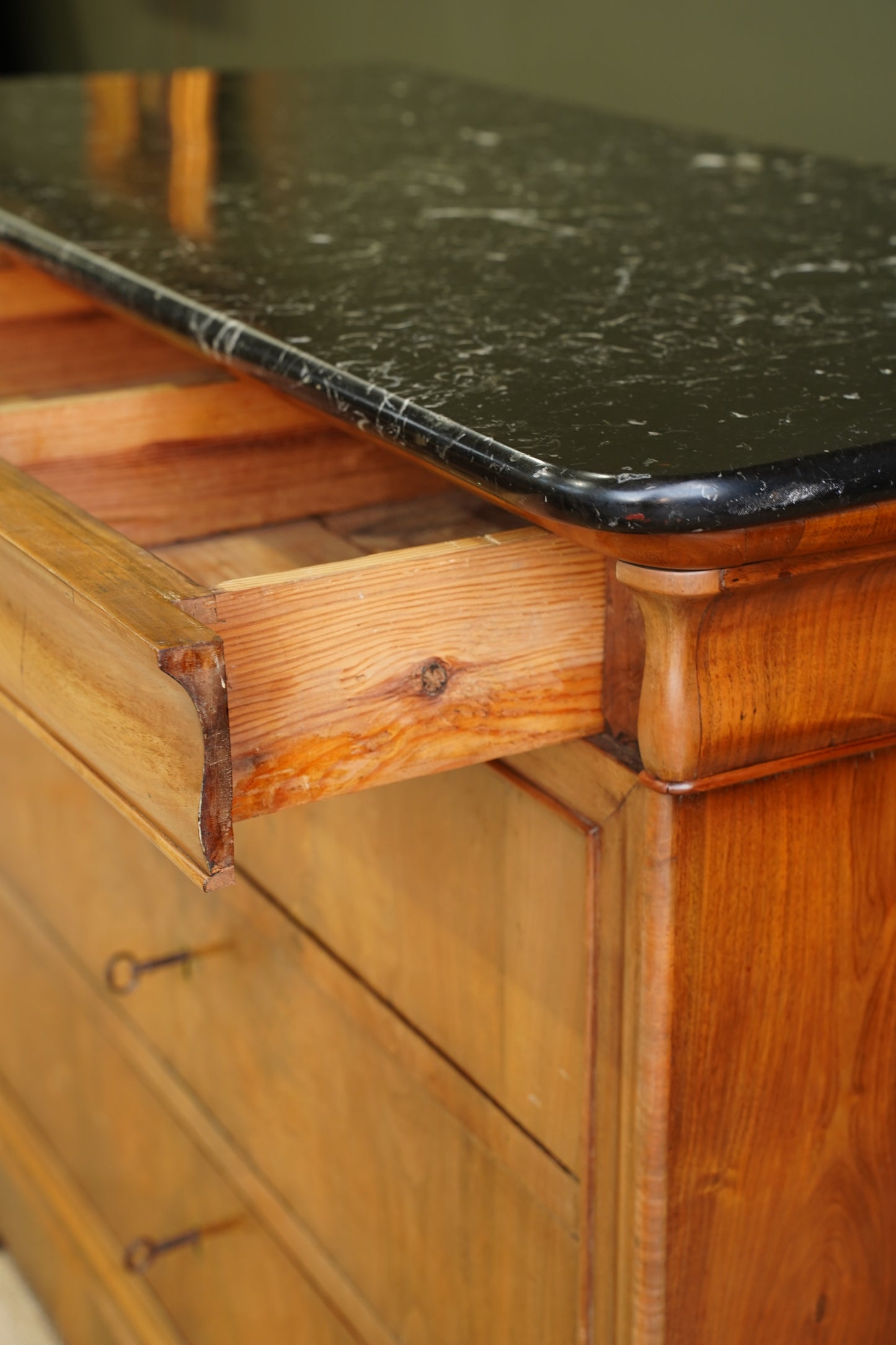 Antique Louis Philippe Walnut Commode with Marble Top
