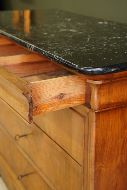 Antique Louis Philippe Walnut Commode with Marble Top