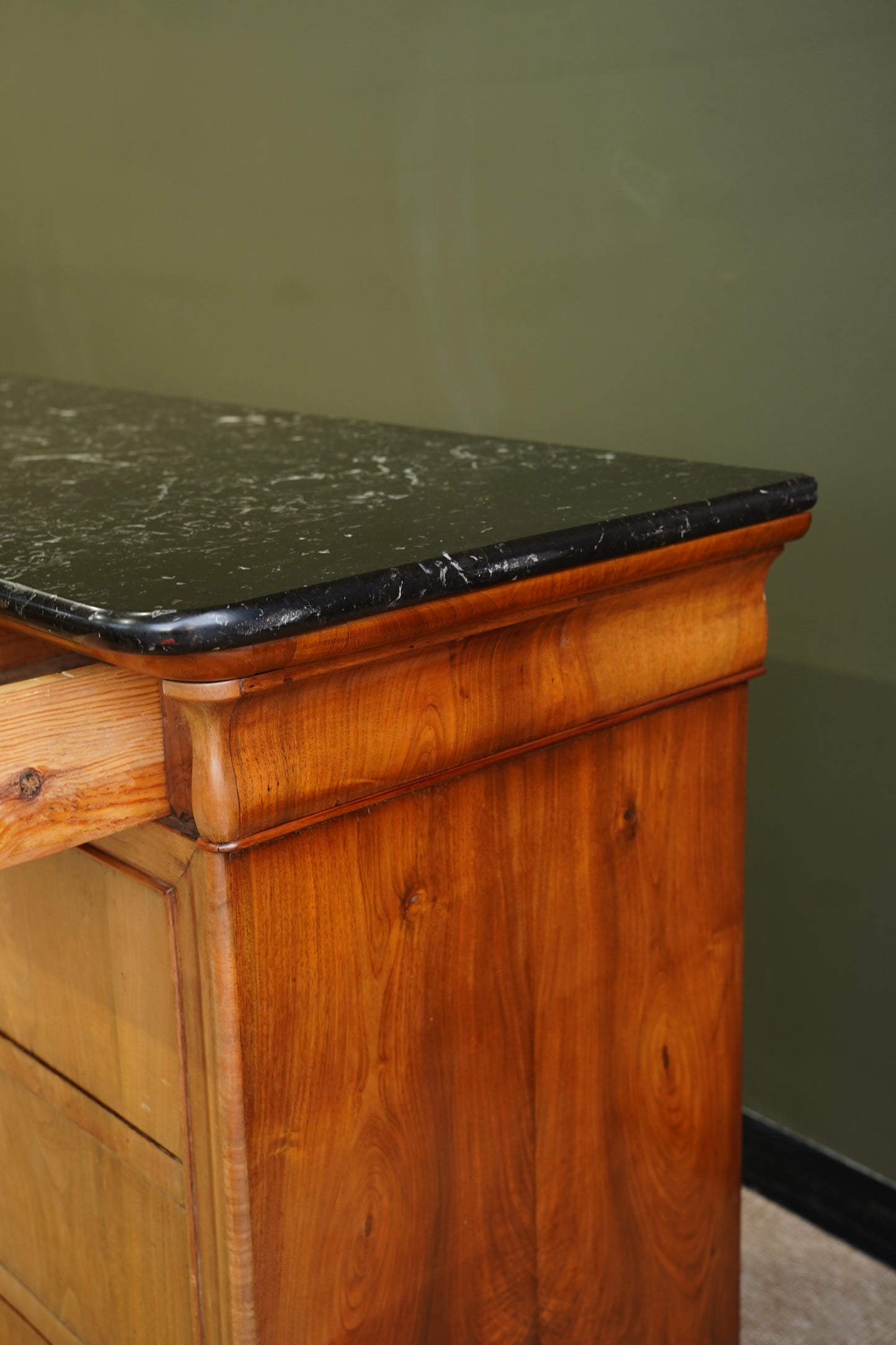 Antique Louis Philippe Walnut Commode with Marble Top