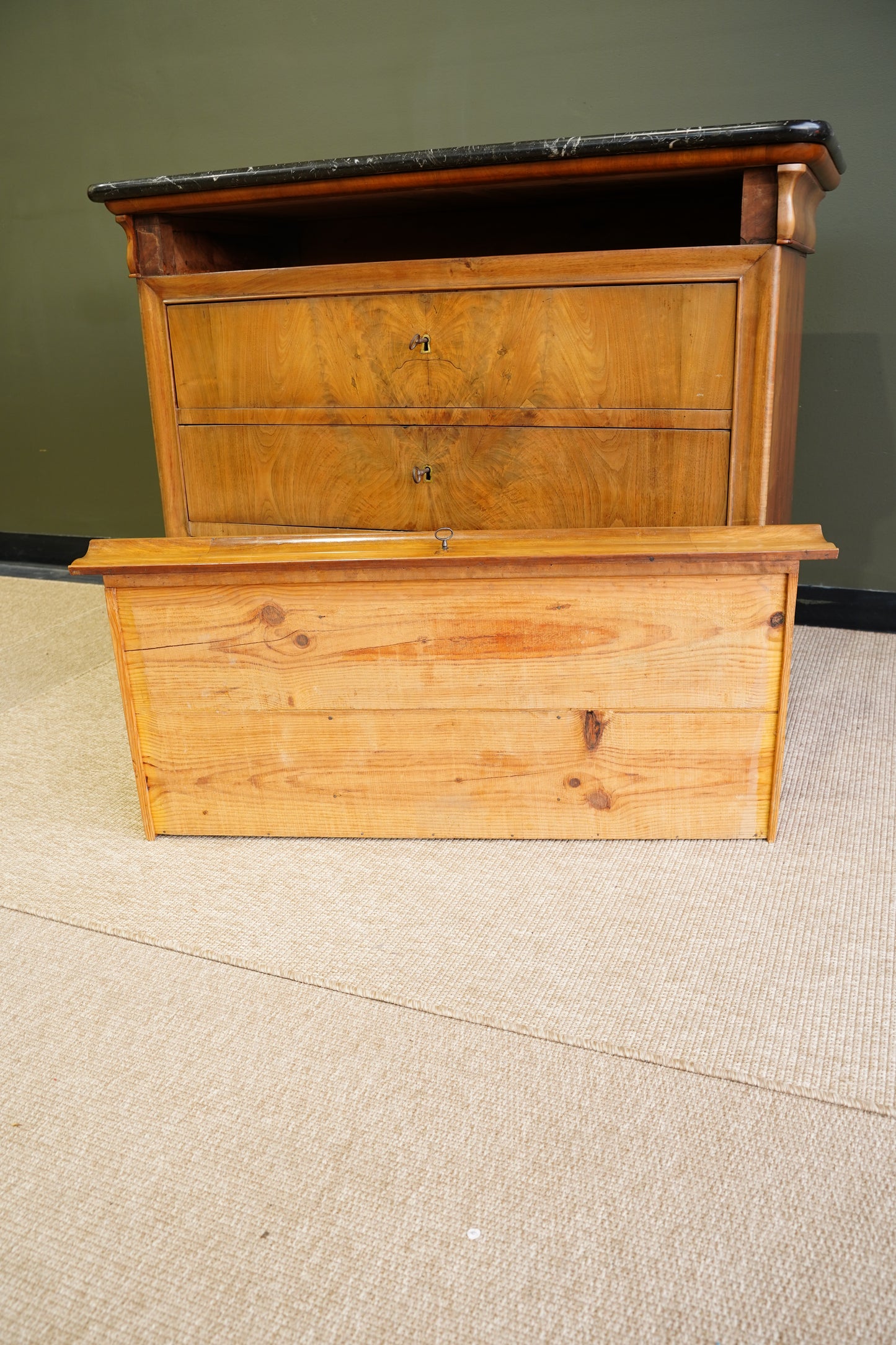 Antique Louis Philippe Walnut Commode with Marble Top