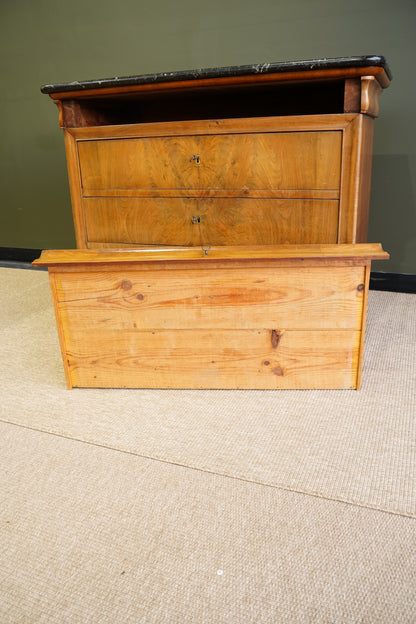 Antique Louis Philippe Walnut Commode with Marble Top