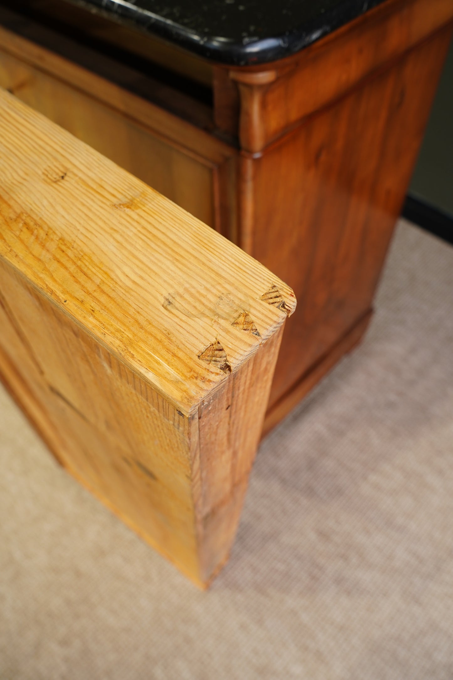 Antique Louis Philippe Walnut Commode with Marble Top