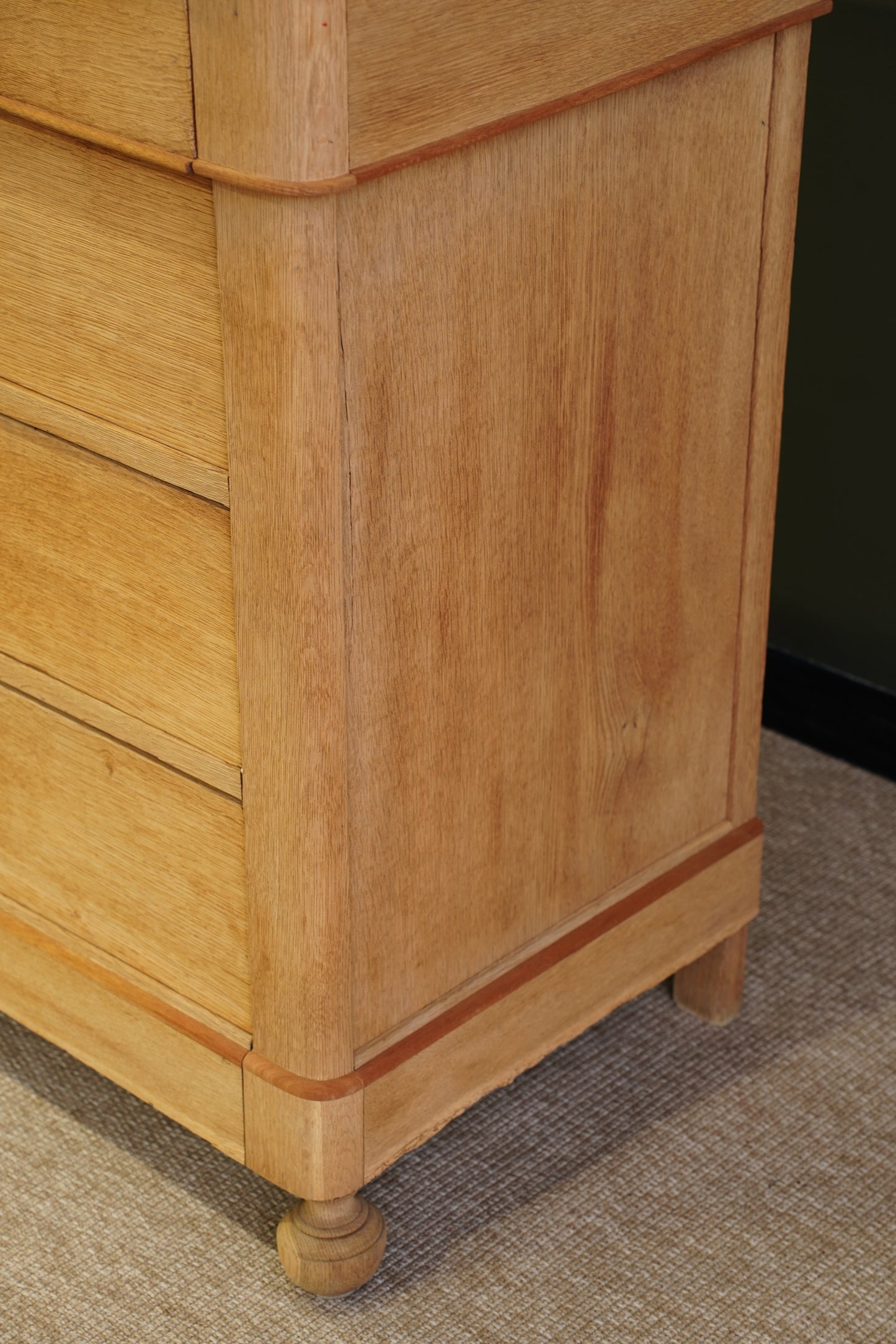 Vintage French Sandblasted Oak Commode