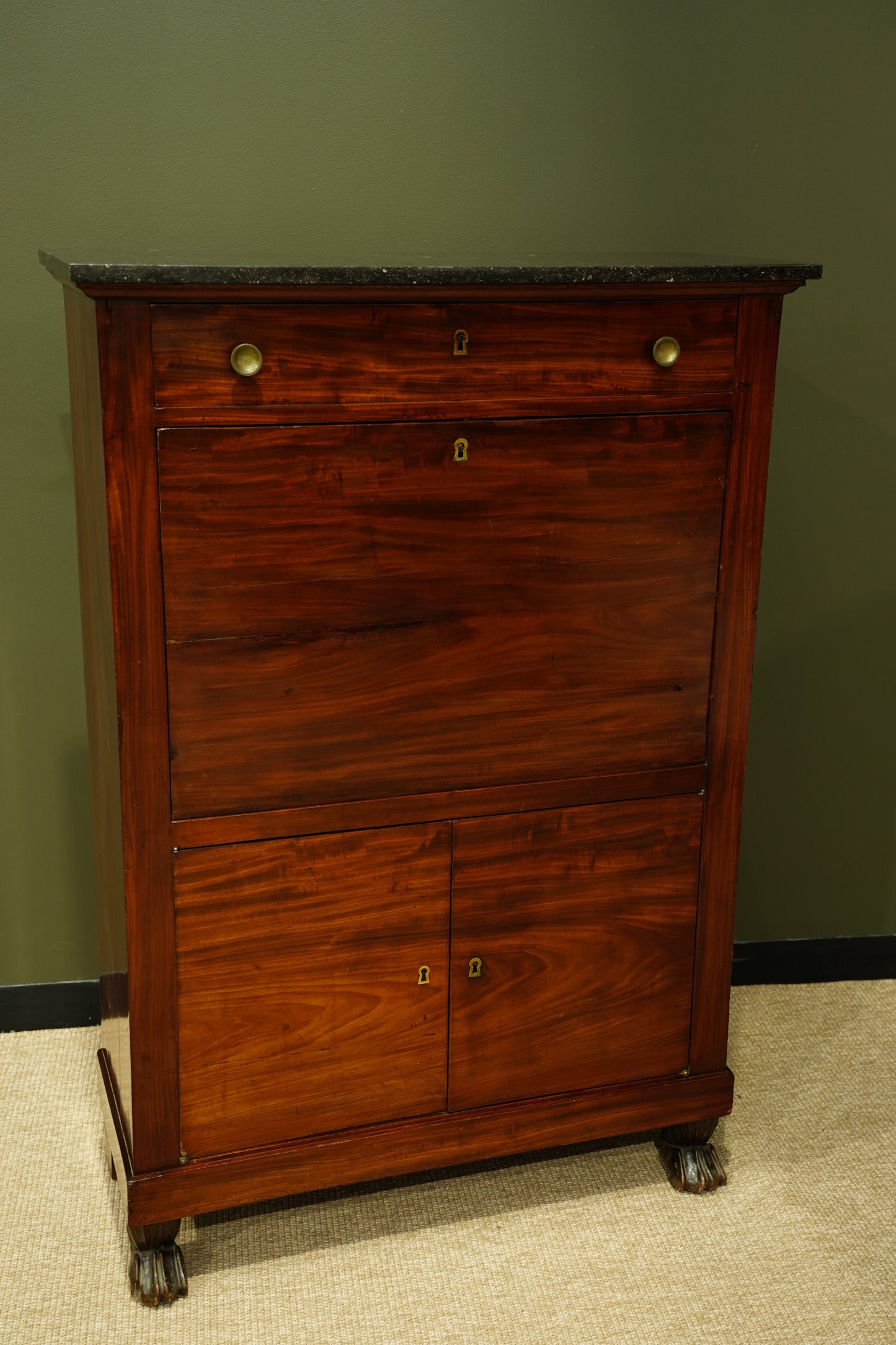 Antique French Mahogany Secretaire Desk, Circa 1820