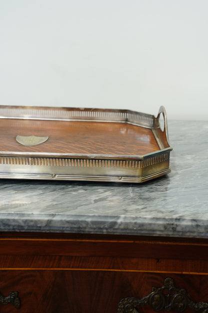 Antique Oak Serving Tray, English Silverplate Gallery