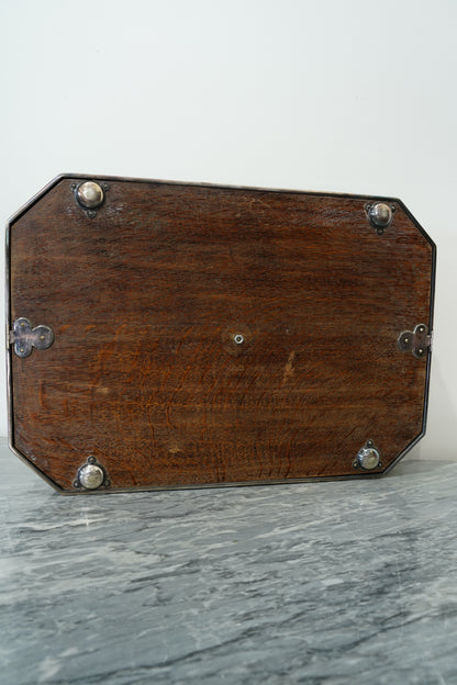 Antique Oak Serving Tray, English Silverplate Gallery