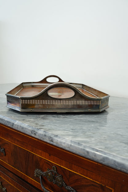 Antique Oak Serving Tray, English Silverplate Gallery
