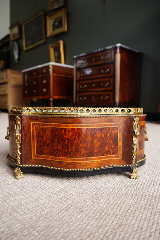 Antique French Louis XV Revival Burl Walnut Jardiniere Planter