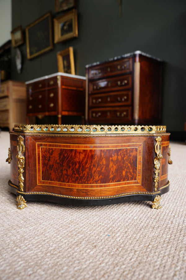 Antique French Louis XV Revival Burl Walnut Jardiniere Planter