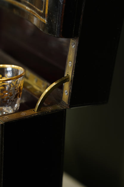 Antique French Napoleon III Ebonized Cave a Liqueur, Boulle Inlay, Circa 1880