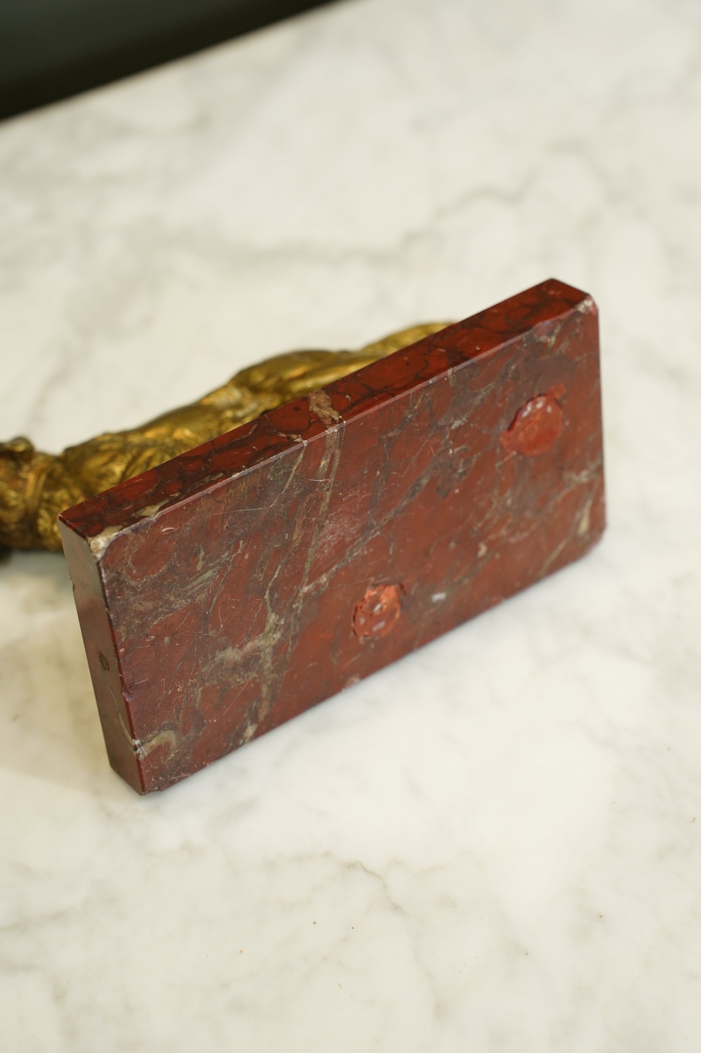 French Brass Setter Dog Figure on Marble