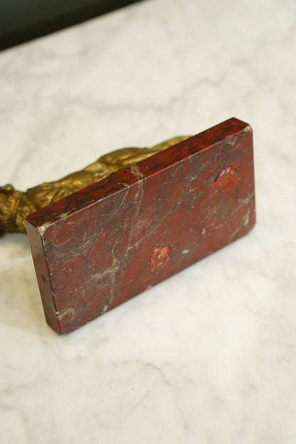 French Brass Setter Dog Figure on Marble