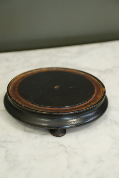 Antique French Ebonized Wood Display Riser Footed Stand, Small Round