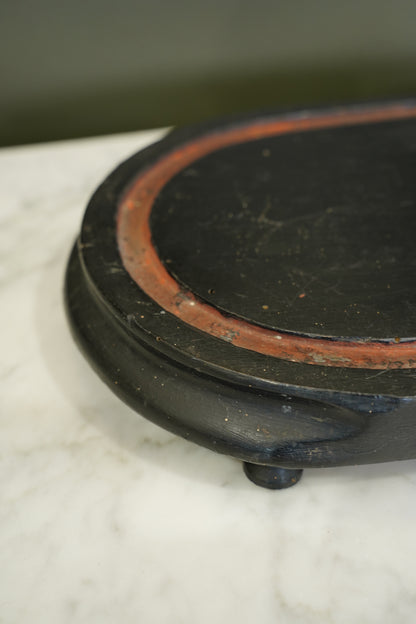 Antique Ebonized Oval Plinth Display Stand Base