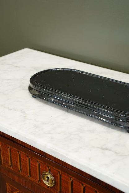 Antique Ebonized Oval Plinth Display Stand Base