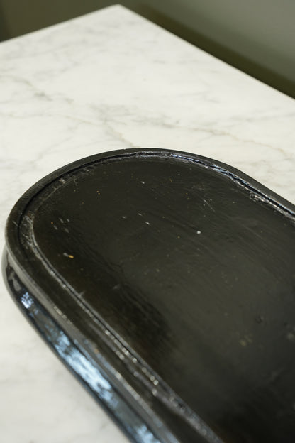 Antique Ebonized Oval Plinth Display Stand Base