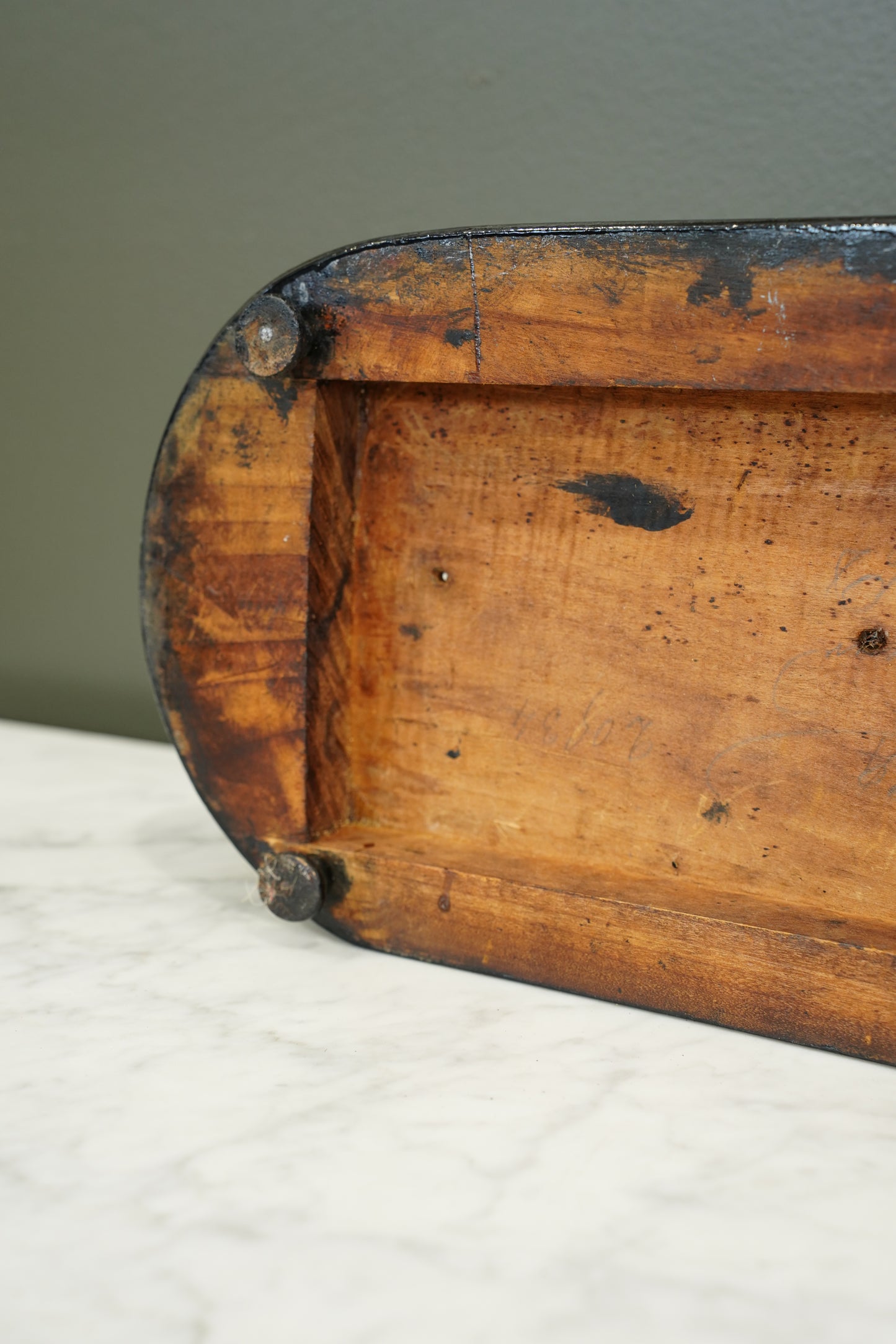 Antique Ebonized Oval Plinth Display Stand Base