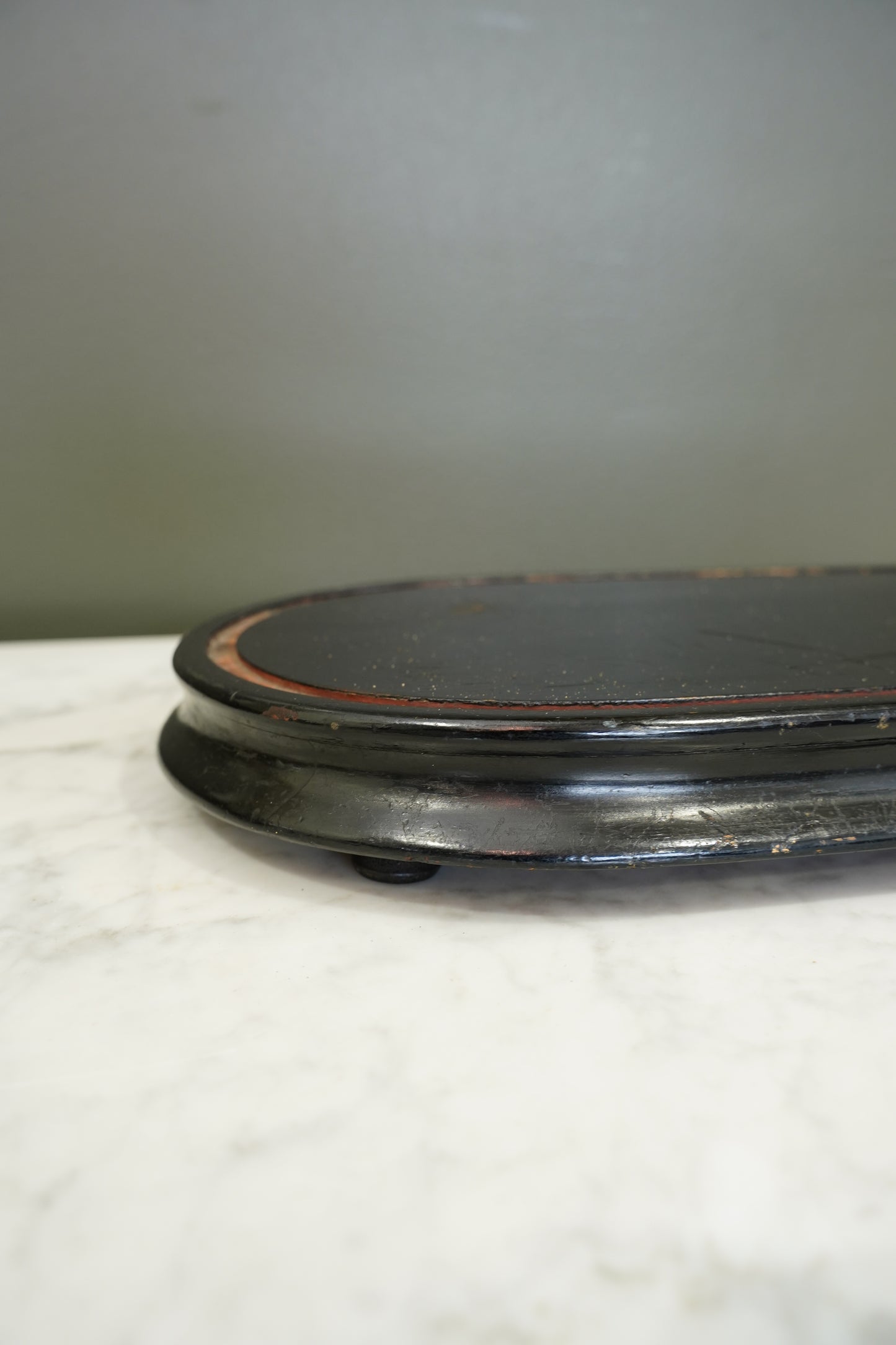 Antique French Ebonized Oval Display Stand Base