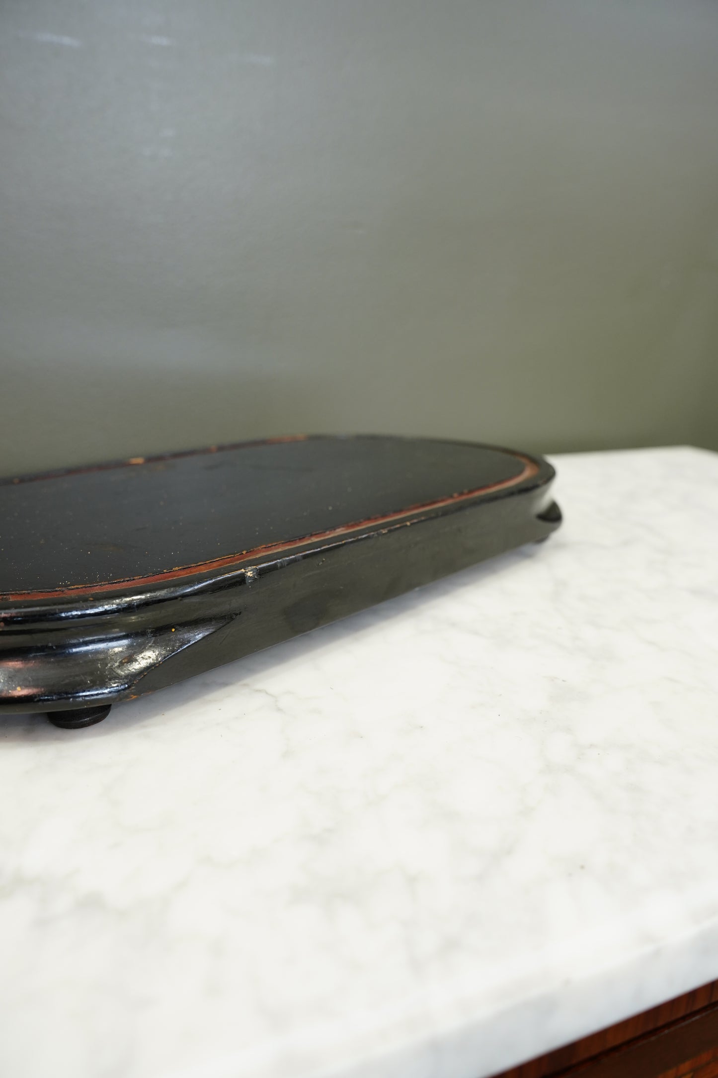 Antique French Ebonized Oval Display Stand Base