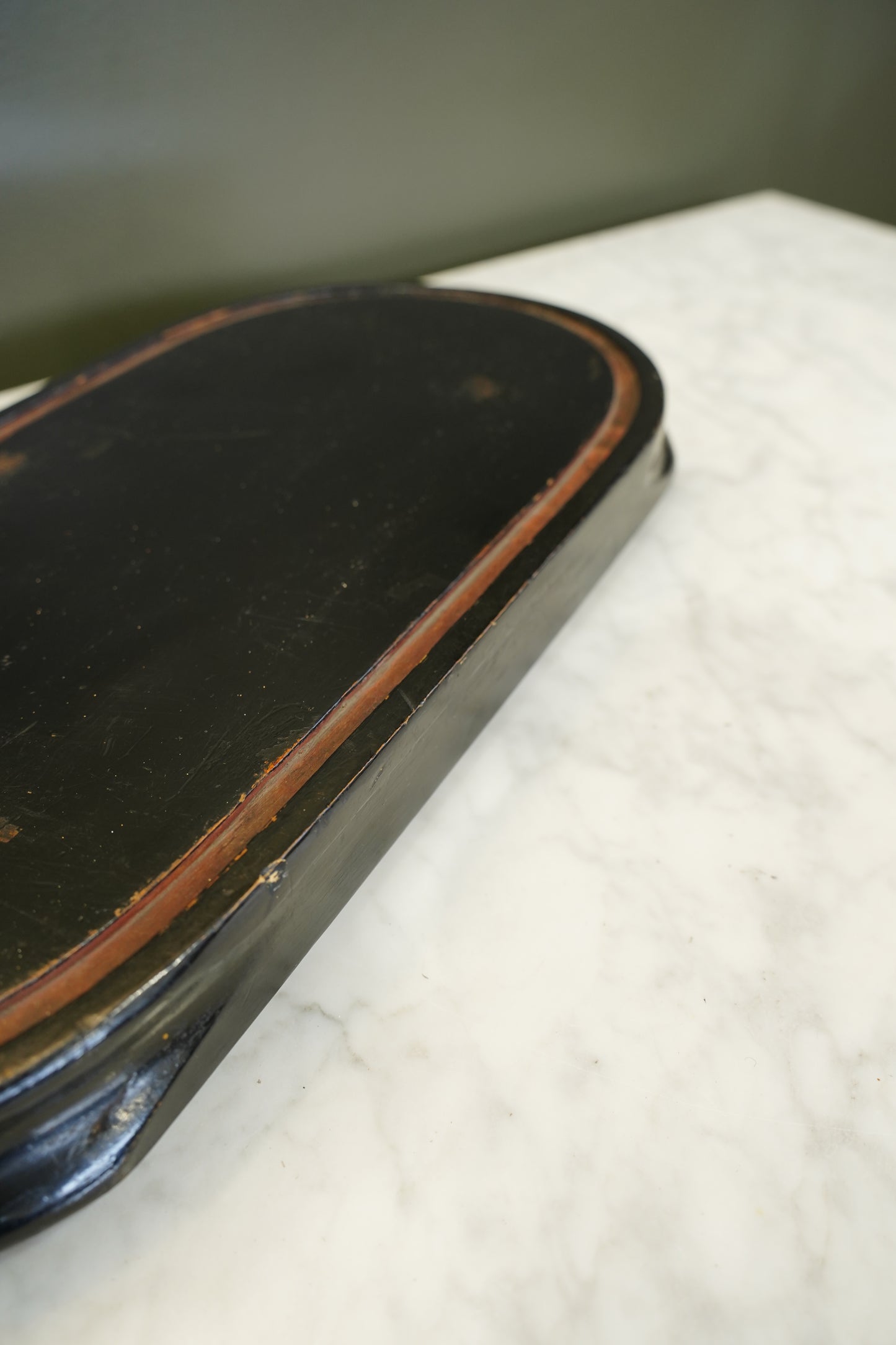 Antique French Ebonized Oval Display Stand Base