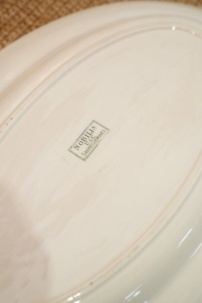 Antique French Serving Platter, Green Laurel Border, Circa 1900