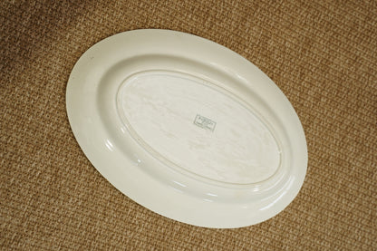 Antique French Serving Platter, Green Laurel Border, Circa 1900