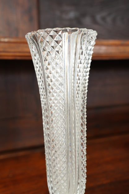 Vintage French Pressed Crystal Bud Vase with Gilt Brass Foot