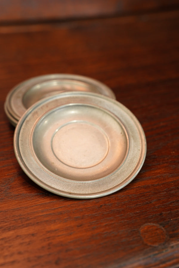 Vintage Pewter Trinket Dish with Reeded Rim secondary view