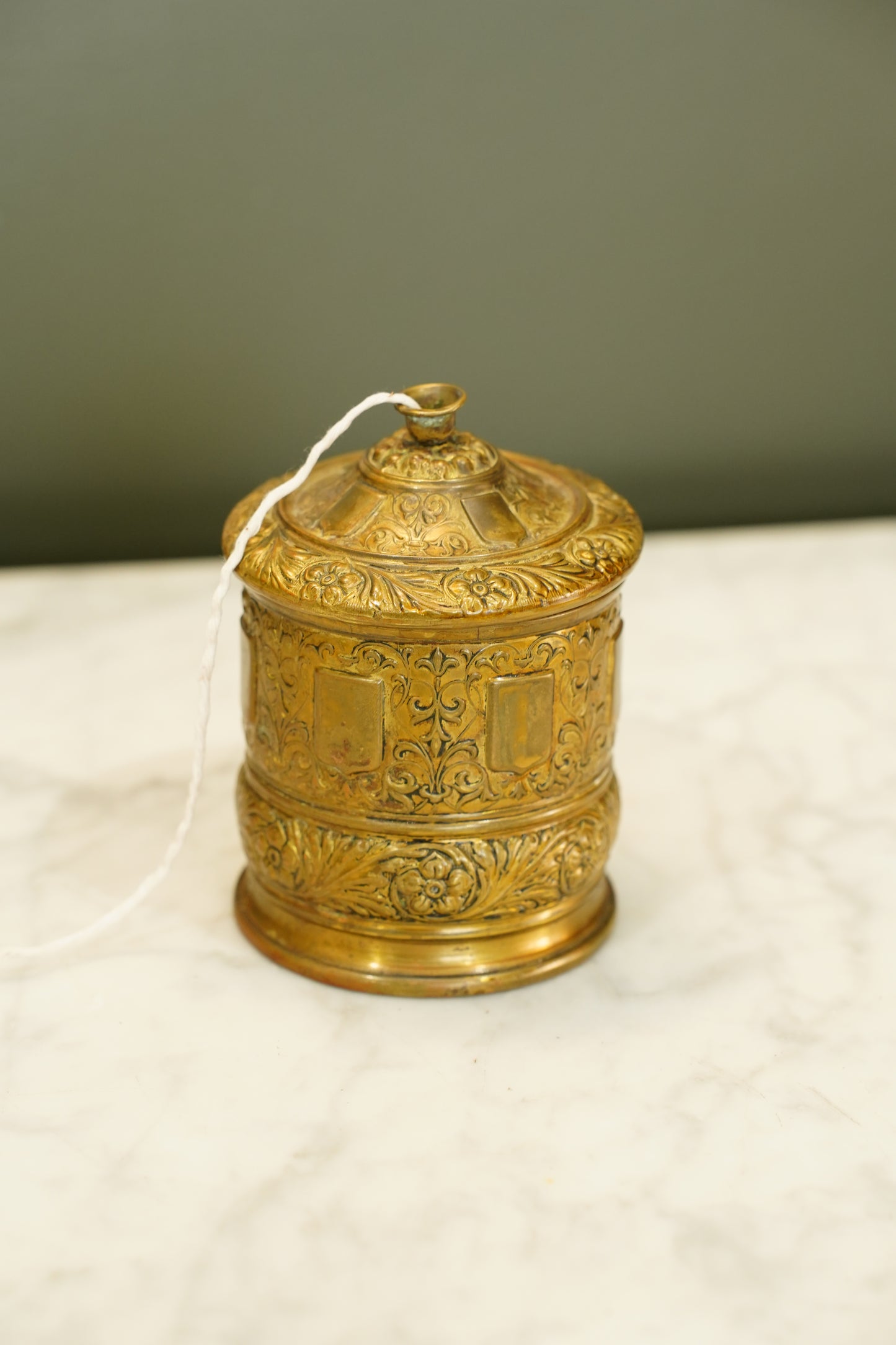 Antique English Brass String Holder