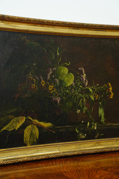 Antique Dutch Style Floral Still Life Oil Painting, Circa 1880