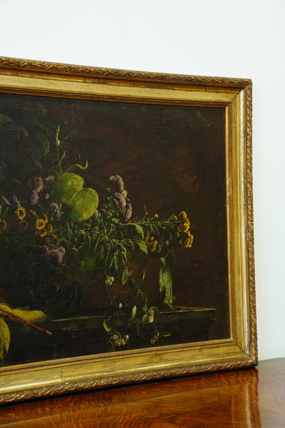 Antique Dutch Style Floral Still Life Oil Painting, Circa 1880