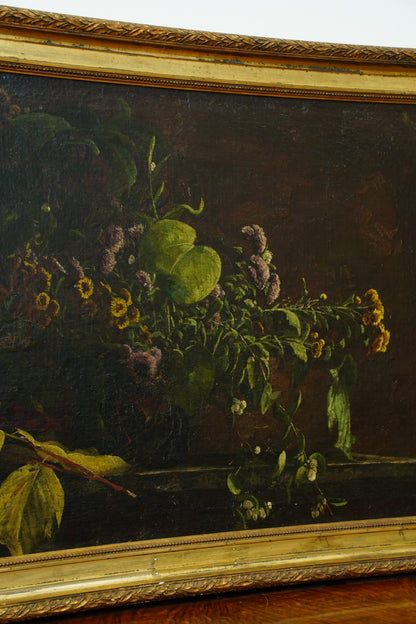 Antique Dutch Style Floral Still Life Oil Painting, Circa 1880