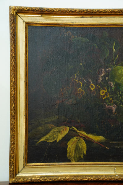Antique Dutch Style Floral Still Life Oil Painting, Circa 1880