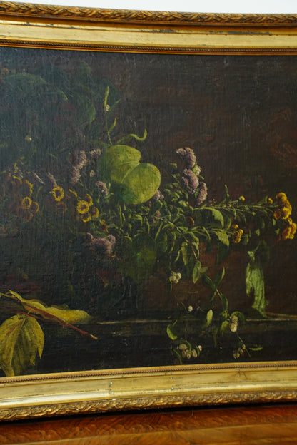 Antique Dutch Style Floral Still Life Oil Painting, Circa 1880