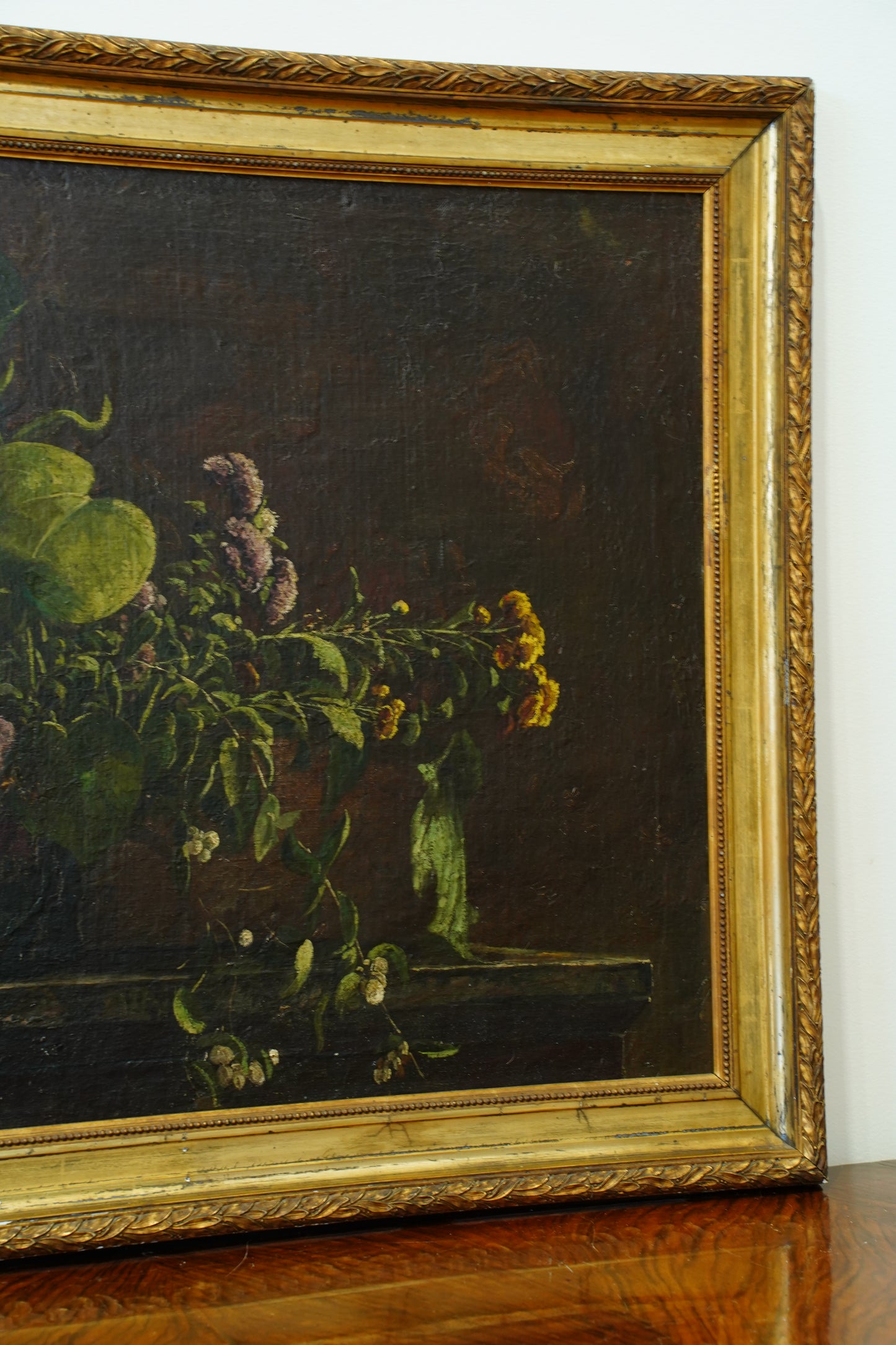 Antique Dutch Style Floral Still Life Oil Painting, Circa 1880