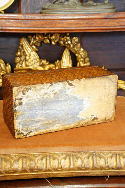 Antique Inlaid Wood Tea Caddy with Basket Weave Pattern, Circa 1880