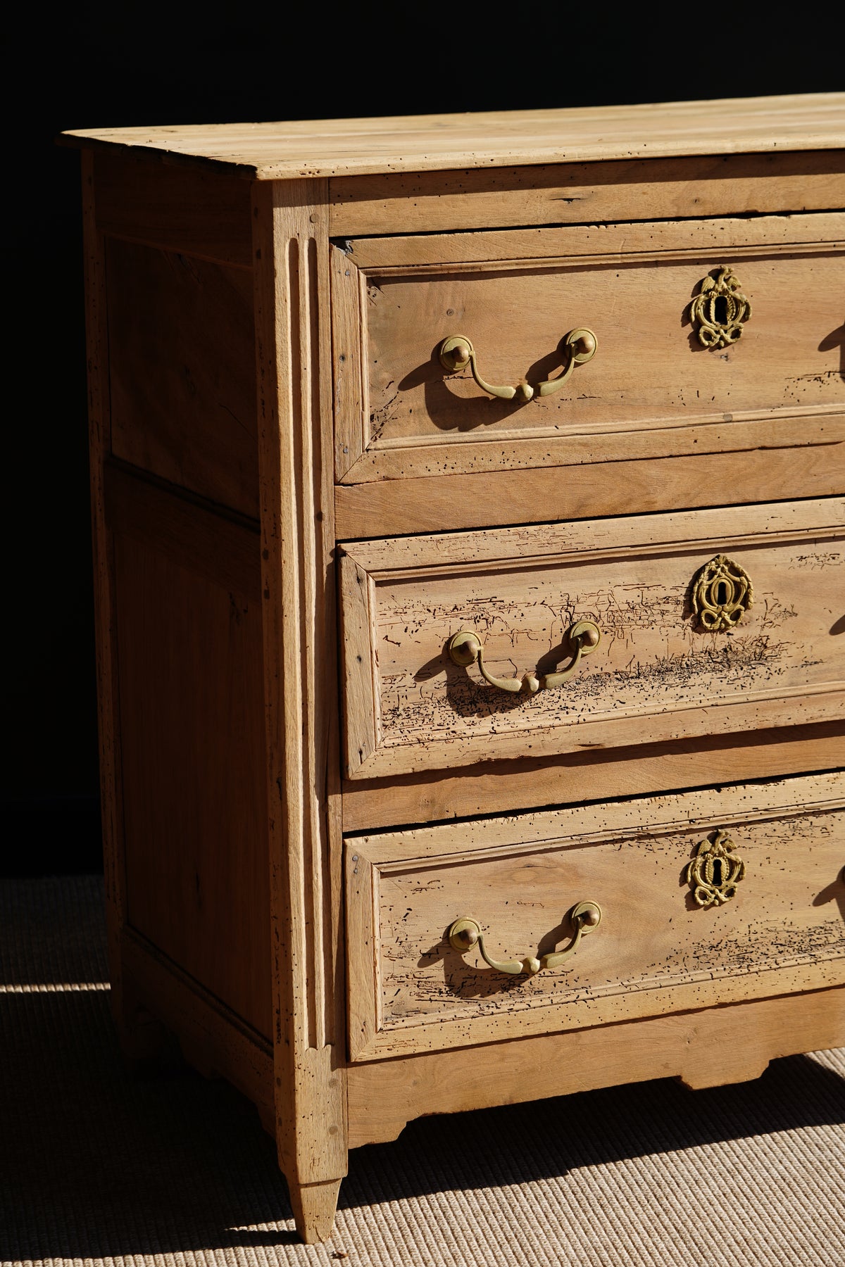 Antique French Louis XVI Sandblasted Walnut Commode, Circa 1790
